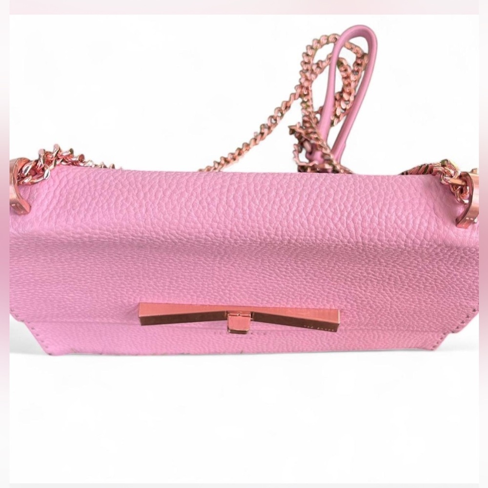 Ted Baker London Pink Pebble Leather and Rose Gold Chain Shoulder Bag - Picture 3 of 8